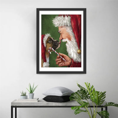 Weihnachtsmann und Hund Diamond Painting