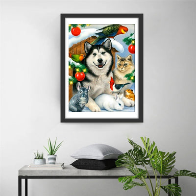 Tiere an Weihnachten Diamond Painting