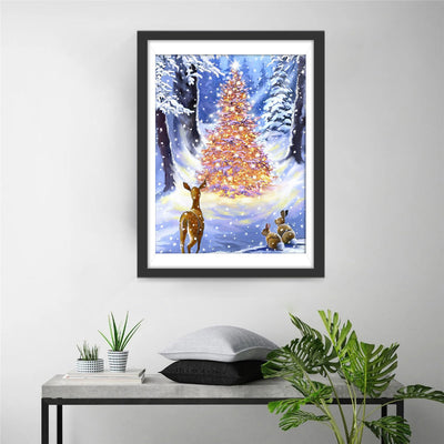 Elch Kaninchen Weihnachtsbaum Diamond Painting