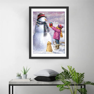 Mädchen Schneemann Weihnachtsgeschenk Diamond Painting