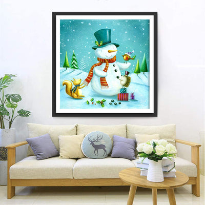 Schneemann mit Tieren Diamond Painting