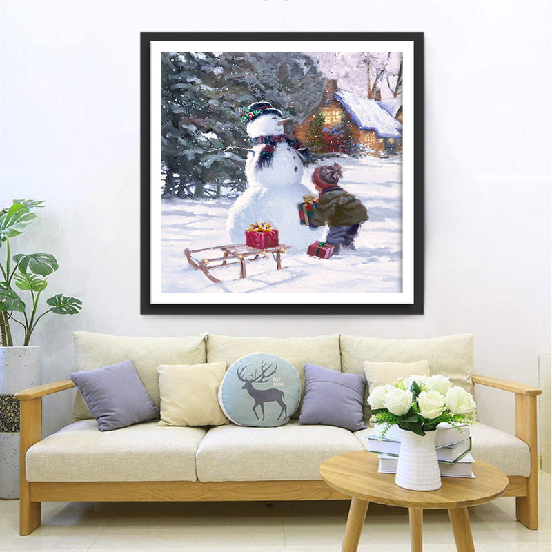 Kind Schneemann Weihnachtsgeschenke Diamond Painting