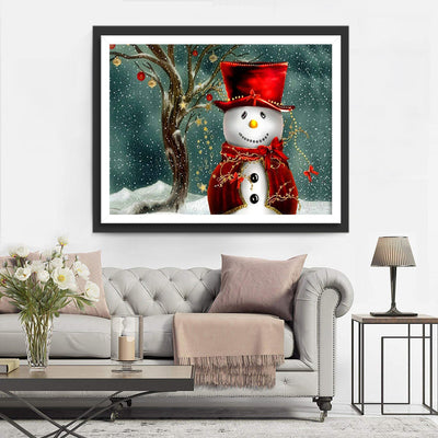 Weihnachtlicher Schneemann mit rotem Hut Diamond Painting