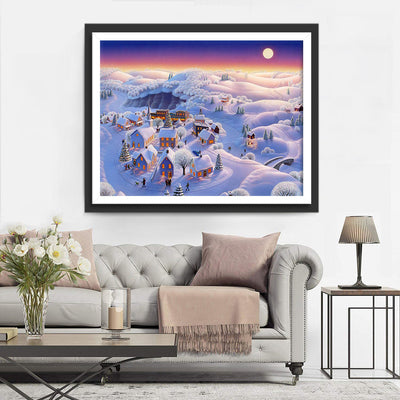 Weihnachten Dorf Schneeberg Diamond Painting