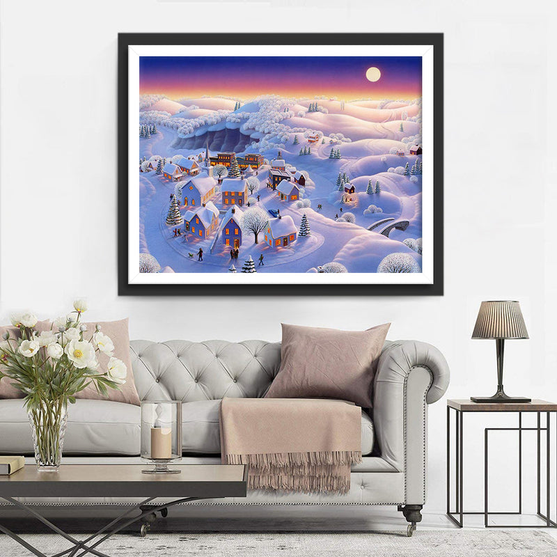 Weihnachten Dorf Schneeberg Diamond Painting