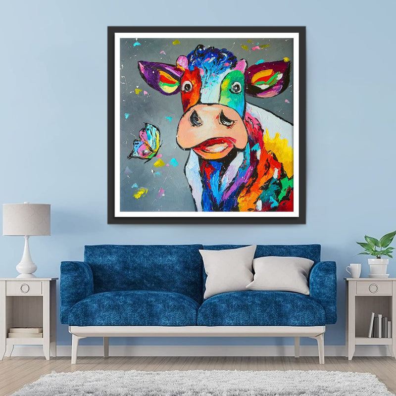 Bunte Cartoon Kuh Diamond Painting