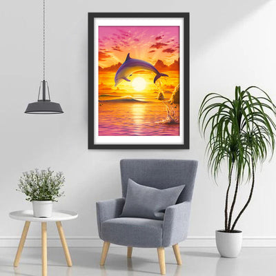 Delfin und rosa Licht Diamond Painting