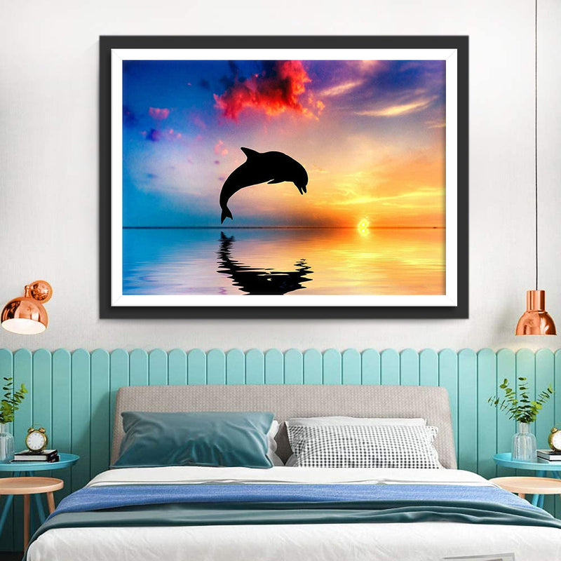 Delfin bei Sonnenuntergang Diamond Painting