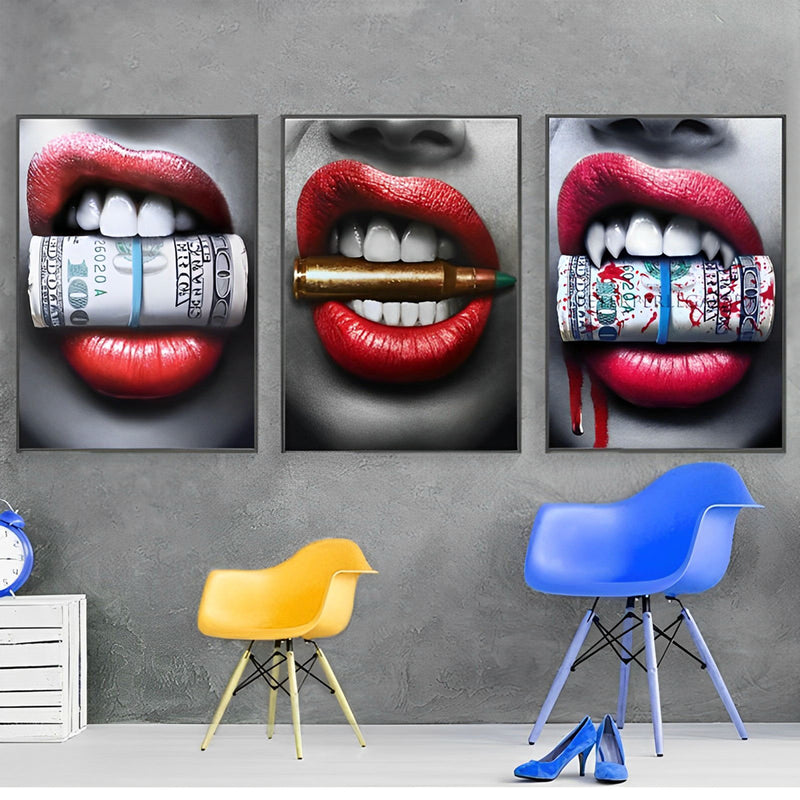 Geld Patrone Lippen Diamond Painting 3 teilig