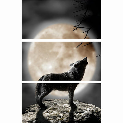 Wolf Vollmond Diamond Painting 3 teilig