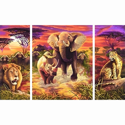 Afrikanische Tiere Diamond Painting 3 teilig