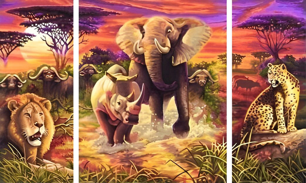 Afrikanische Tiere Diamond Painting 3 teilig