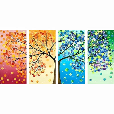 Vier Jahreszeiten Baum Diamond Painting 4 teilig