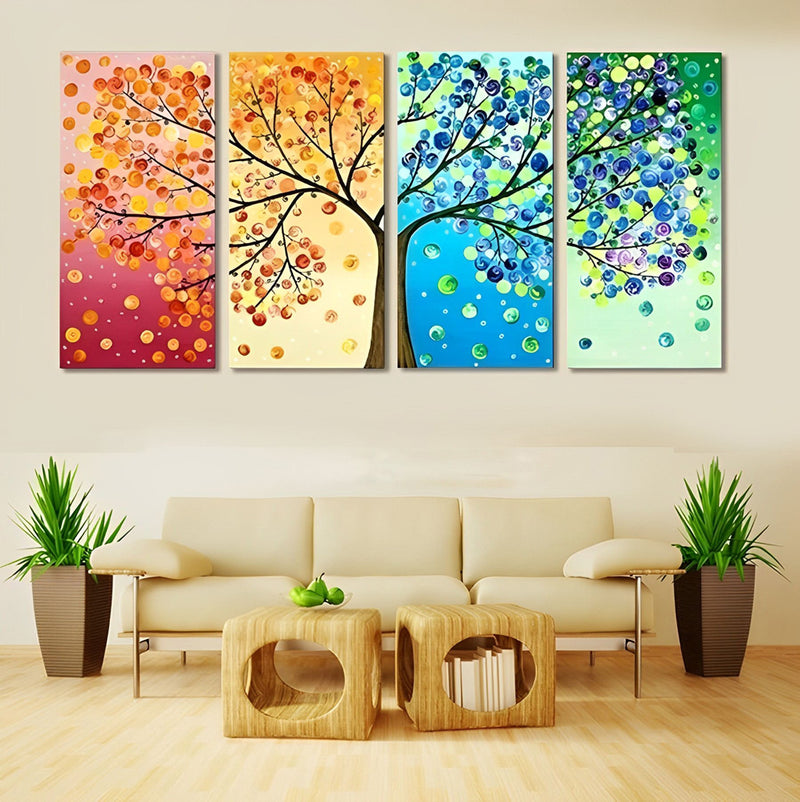 Vier Jahreszeiten Baum Diamond Painting 4 teilig