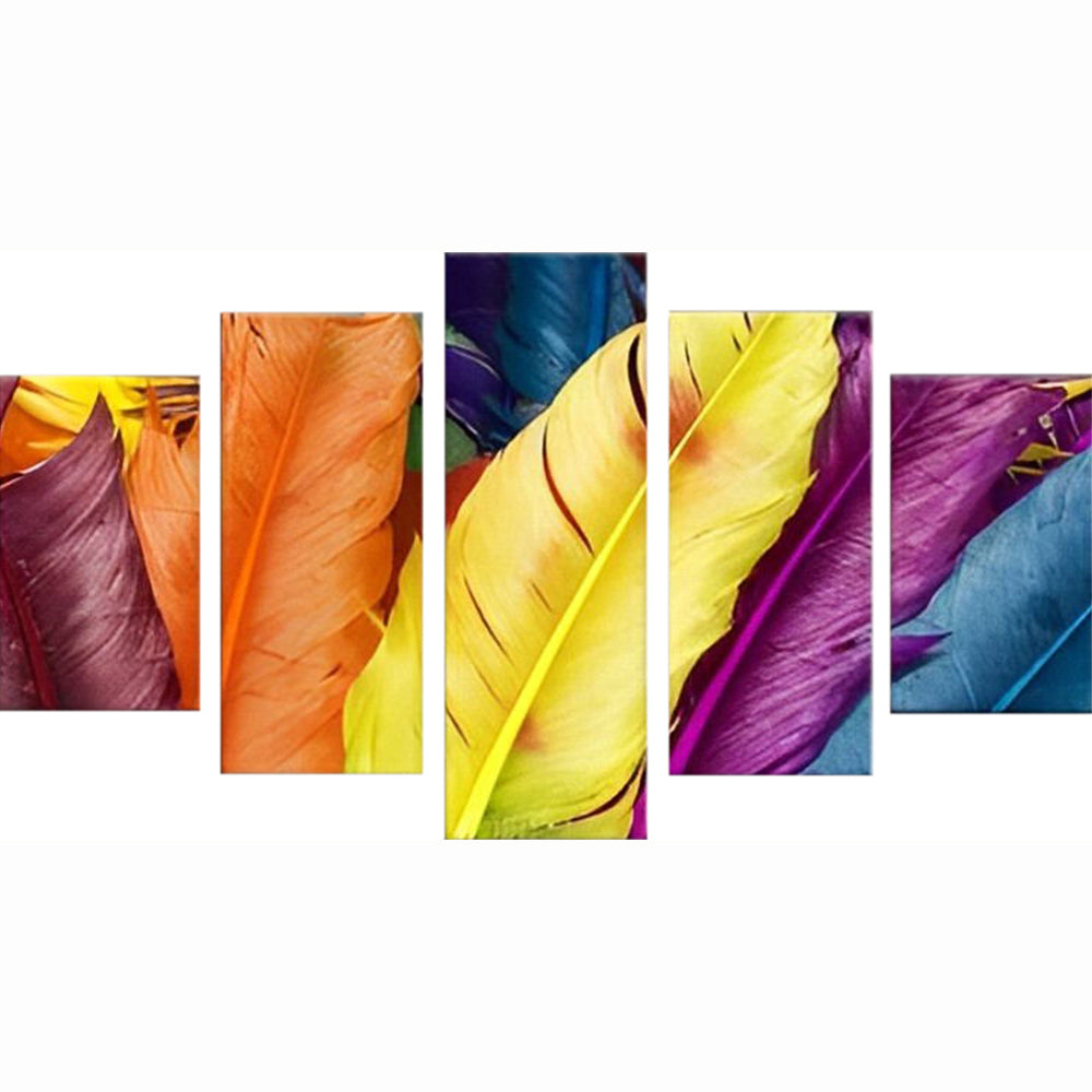 Bunte Federn Diamond Painting 5 teilig