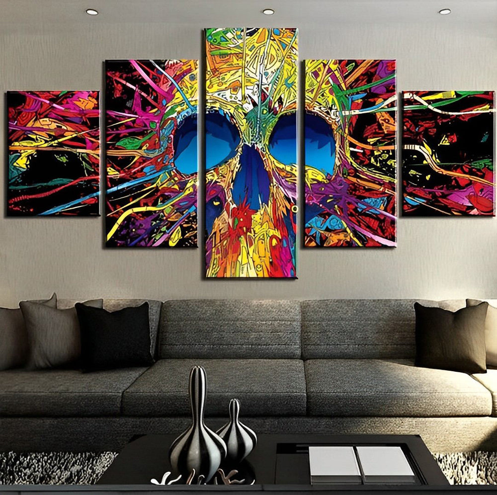 Farbiger abstrakter Totenkopf Diamond Painting 5 teilig