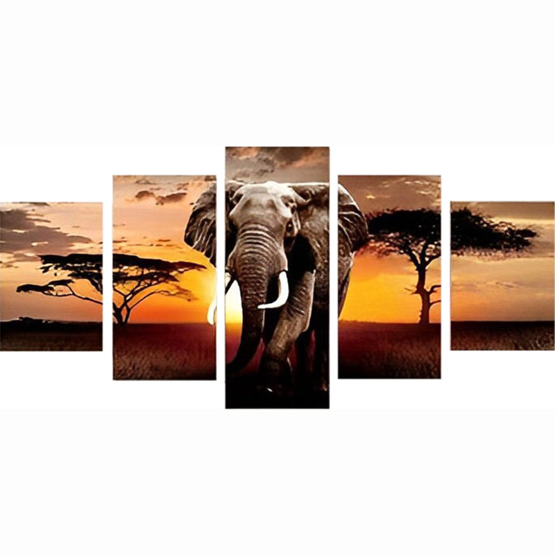 Afrikanischer Elefant Diamond Painting 5 teilig