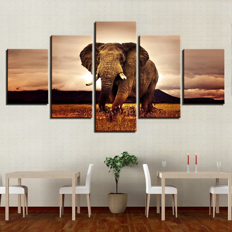 Elefant auf den Wiesen Diamond Painting 5 teilig