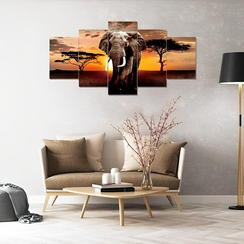 Afrikanischer Elefant Diamond Painting 5 teilig