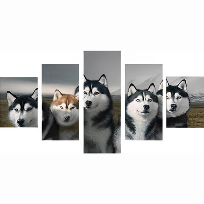 Husky-Familie Diamond Painting 5 teilig