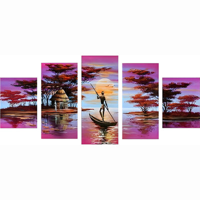 Lila Landschaft Diamond Painting 5 teilig