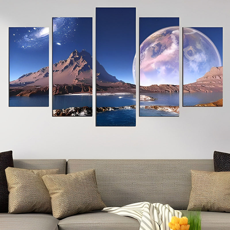 Hochgebirge und Planet Diamond Painting 5 teilig