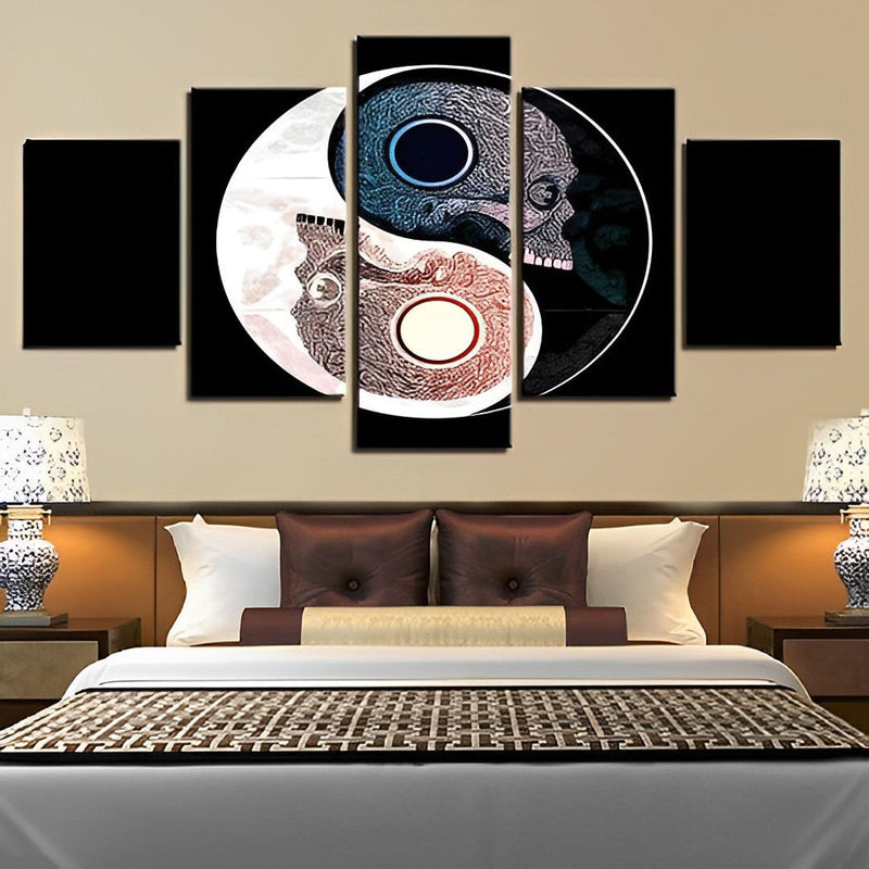 Totenkopf in Yin und Yang Diamond Painting 5 teilig