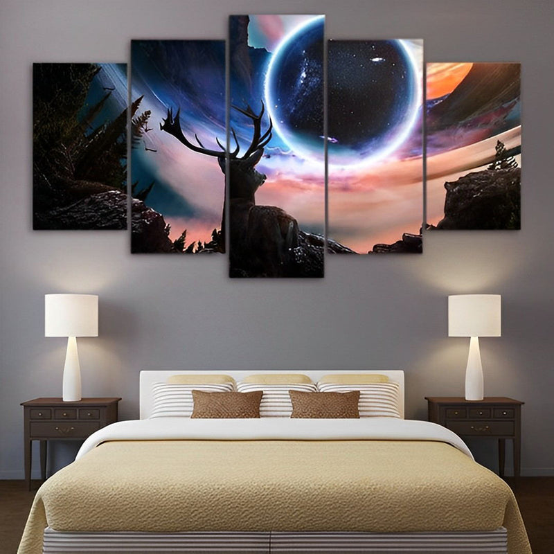 Planet und Elch Diamond Painting 5 teilig