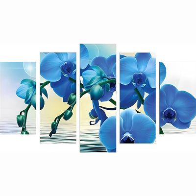 Blaue Orchideen Diamond Painting 5 teilig