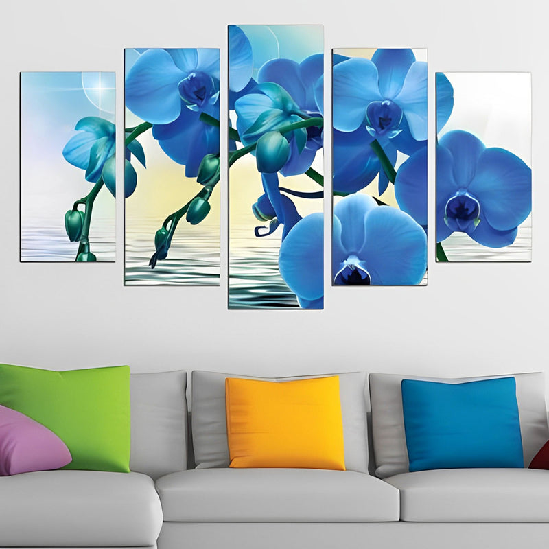 Blaue Orchideen Diamond Painting 5 teilig