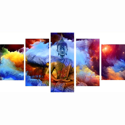 Buddha und bunte Wolken Diamond Painting 5 teilig