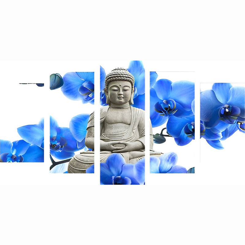 Buddha und blaue Magnolie Diamond Painting 5 teilig