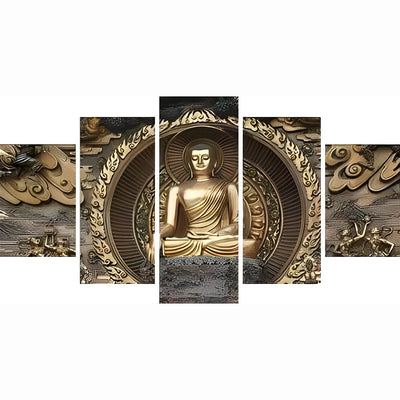 Goldener Buddha Diamond Painting 5 teilig