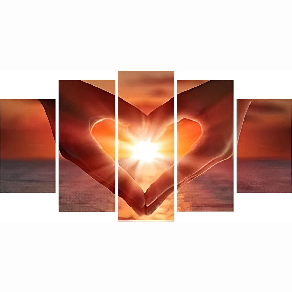 5 teilig Abendsonne und Herz Diamond Painting