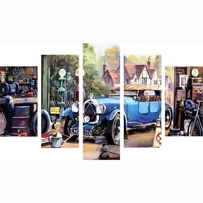 Blauer Oldtimer Diamond Painting 5 teilig