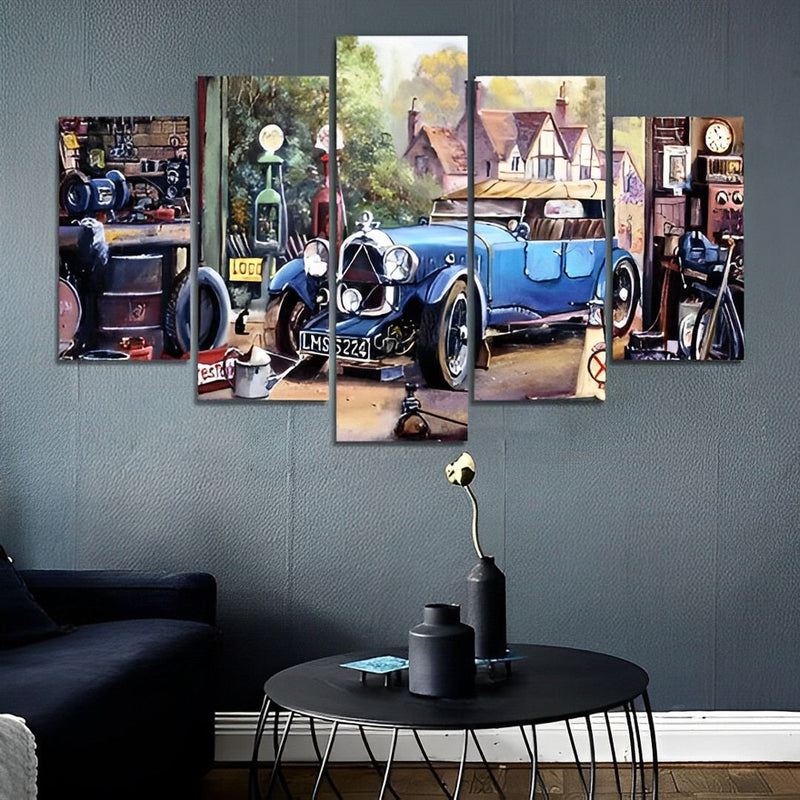 Blauer Oldtimer Diamond Painting 5 teilig