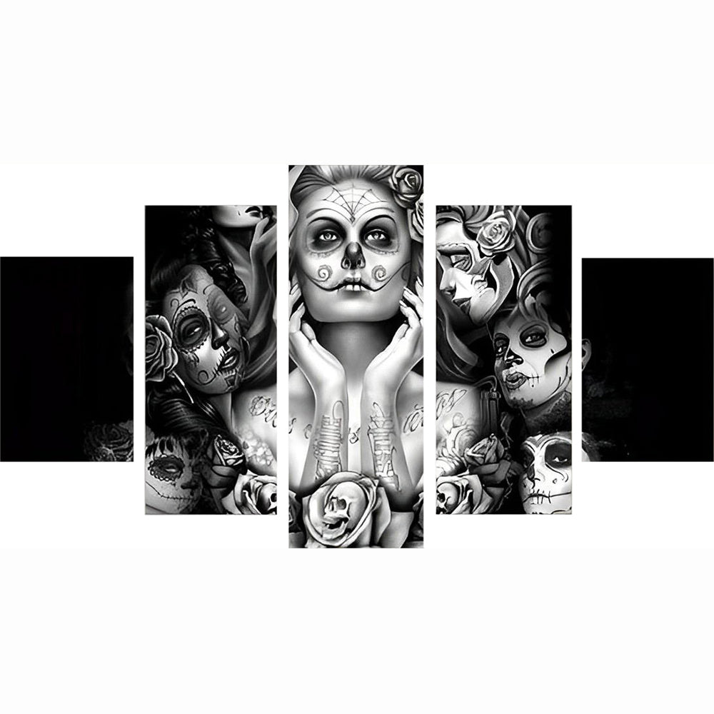 Skelett Frau Diamond Painting 5 teilig