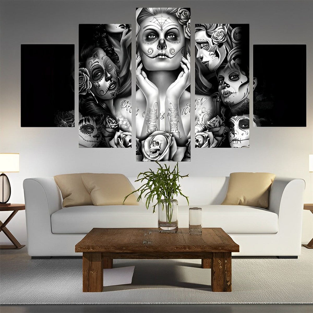 Skelett Frau Diamond Painting 5 teilig