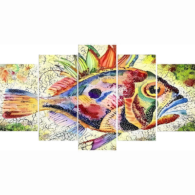 Abstrakter bunter Fisch Diamond Painting 5 teilig