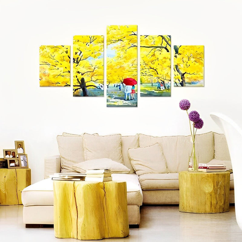 Bäume mit gelben Blumen Diamond Painting 5 teilig