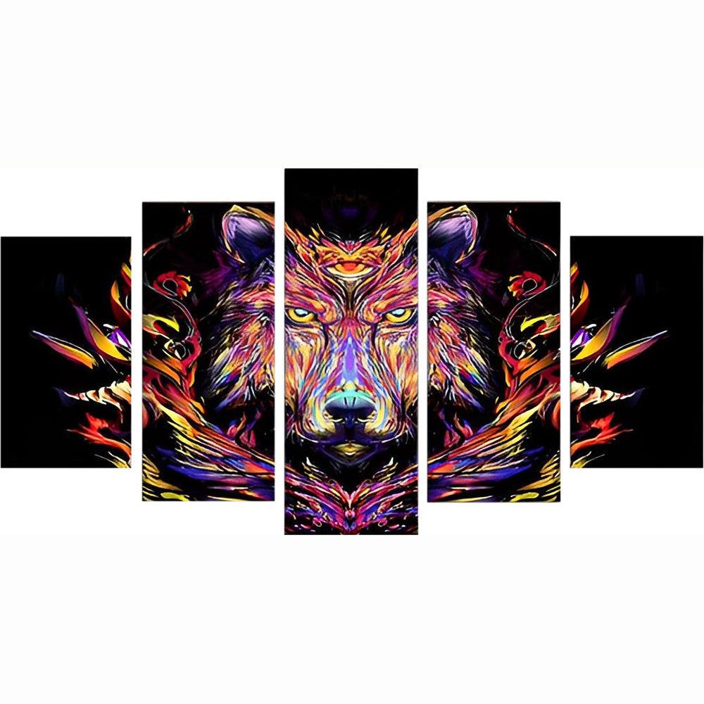 Abstrakter Wolf Diamond Painting 5 teilig