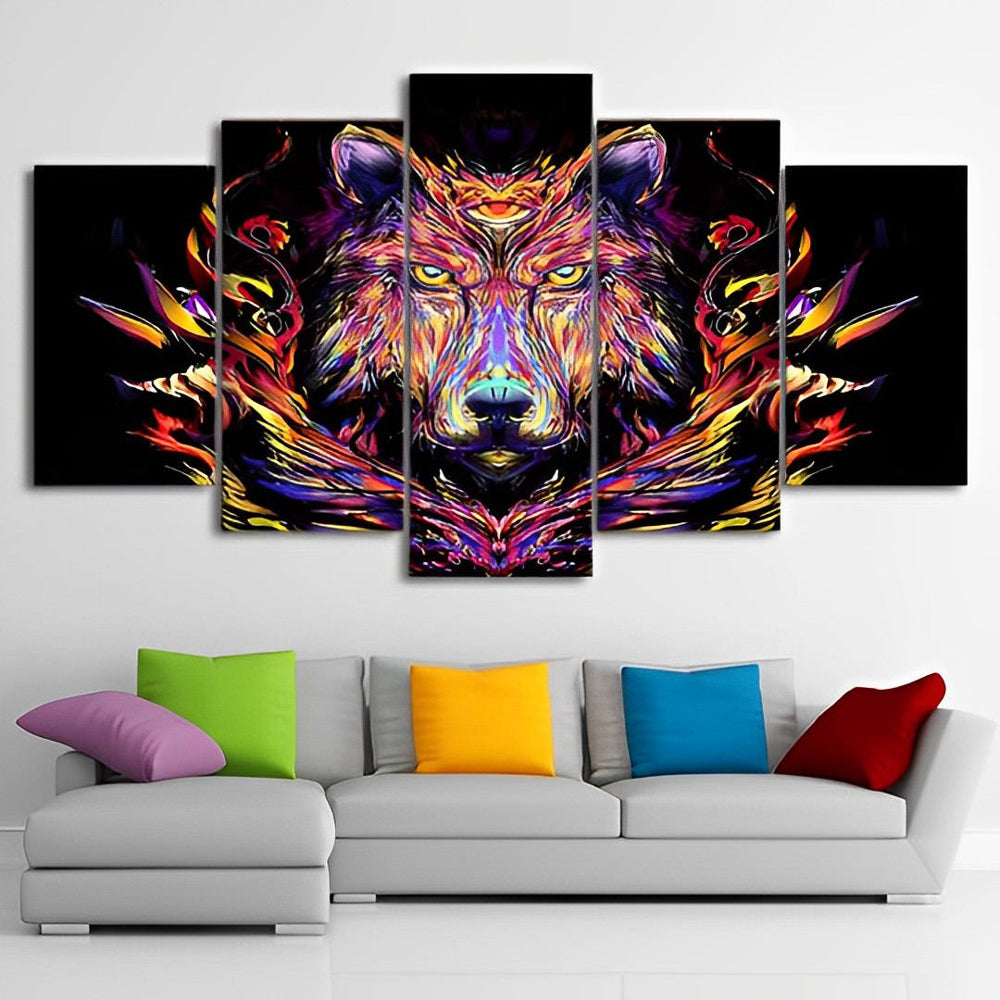 Abstrakter Wolf Diamond Painting 5 teilig