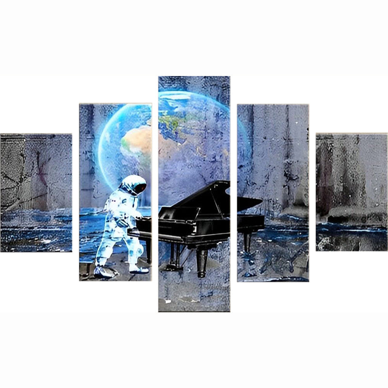 Astronaut Erde Klavier Diamond Painting 5 teilig