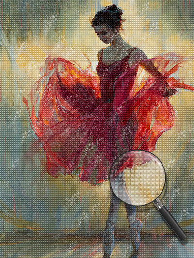 Balletttänzerin im roten Kleid Diamond Painting