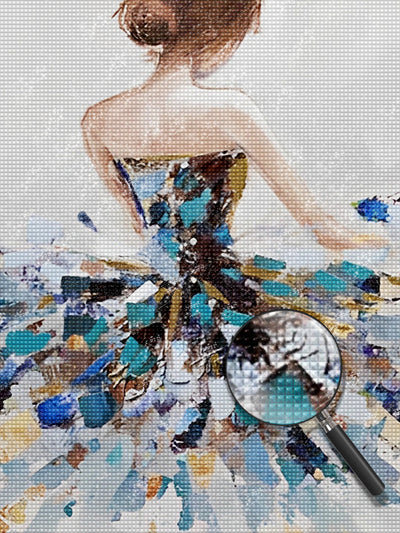 Frau im Gemäldekleid Diamond Painting