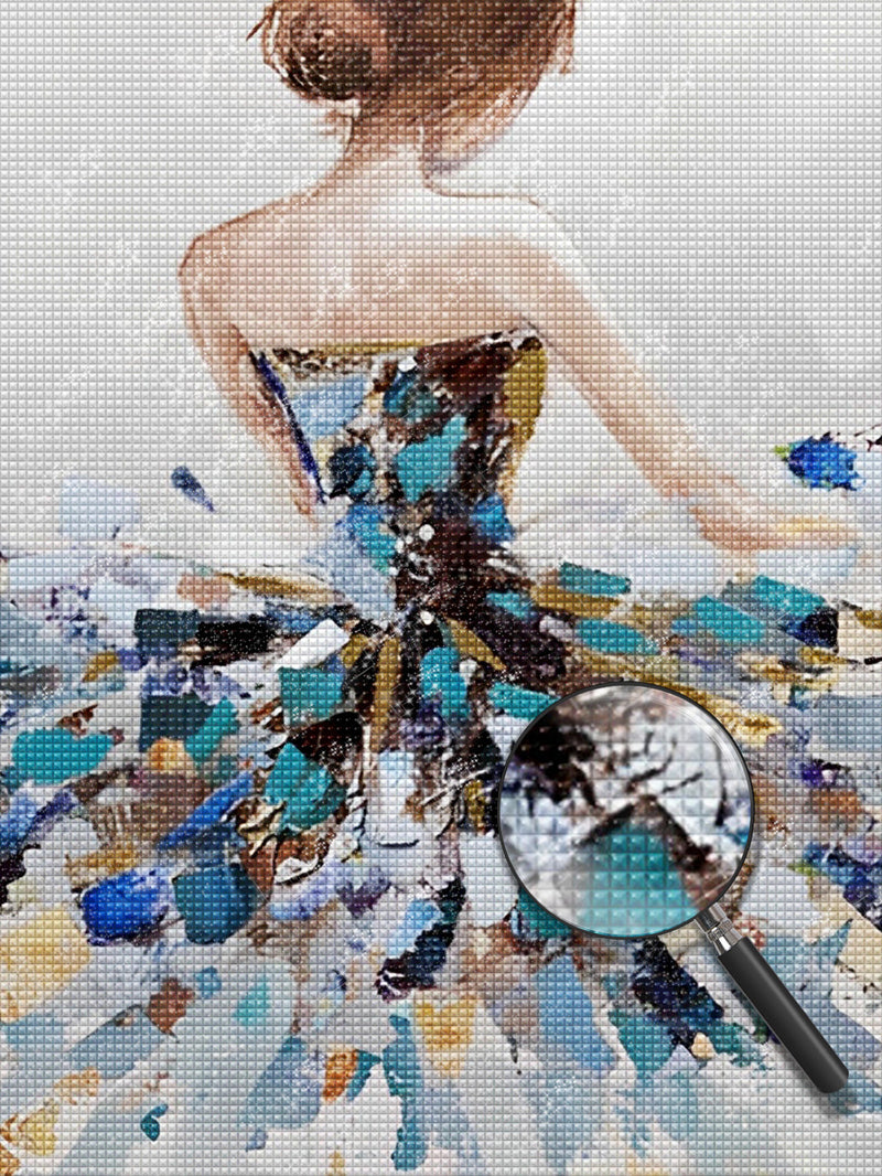 Frau im Gemäldekleid Diamond Painting