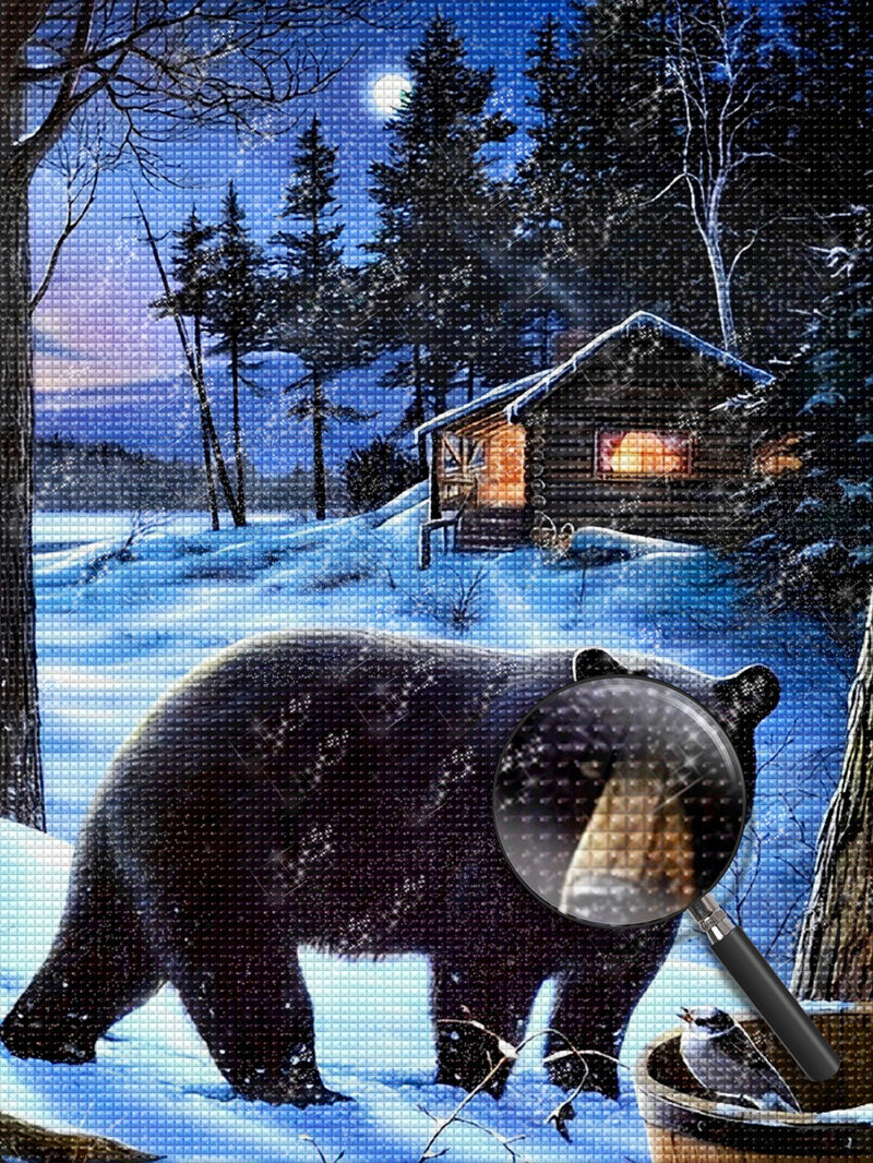 Scharzer Bär im Winter Diamond Painting