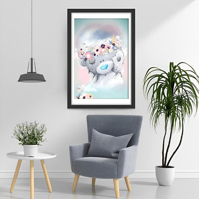 Cartoon Teddybär mit Blumen Diamond Painting