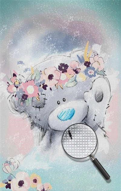 Cartoon Teddybär mit Blumen Diamond Painting