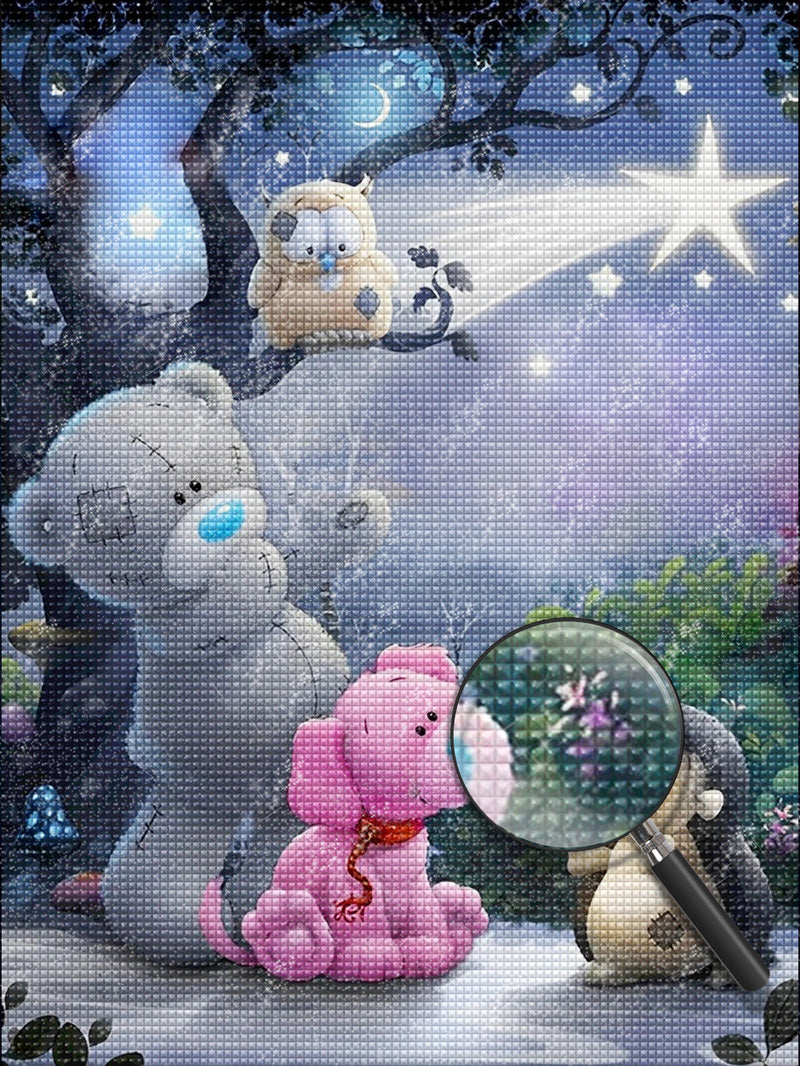 Teddybär in der Märchenwelt Diamond Painting